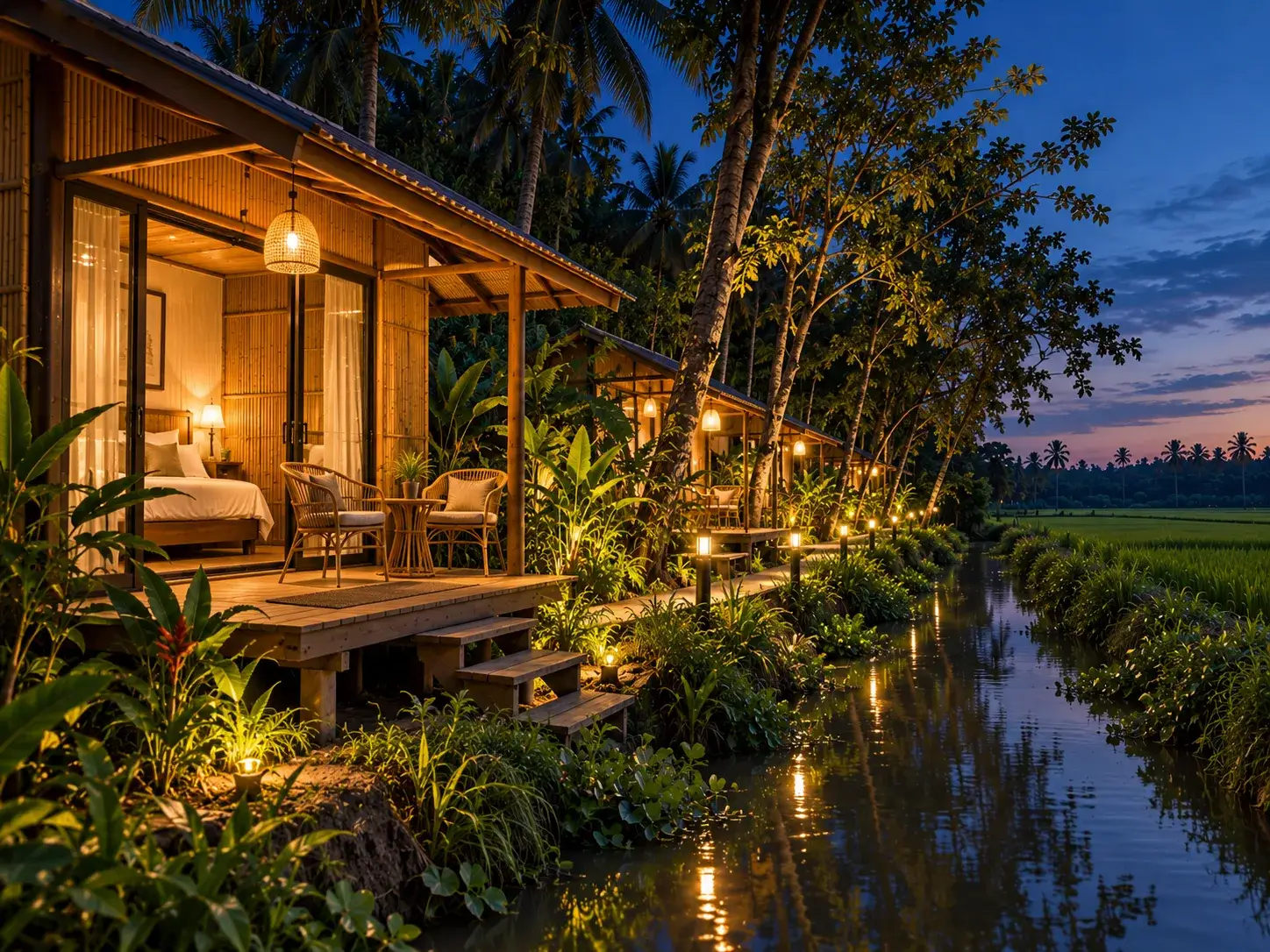 Vantara Eco Lodge at twilight
